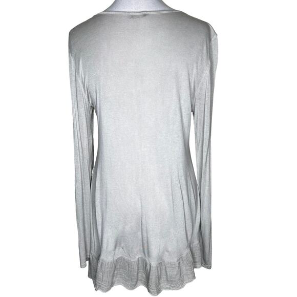 Scandal Made in Italy Tunic Top LARGE Gray Sequin Jersey Long Sleeve Scoop Neck - Picture 3 of 7